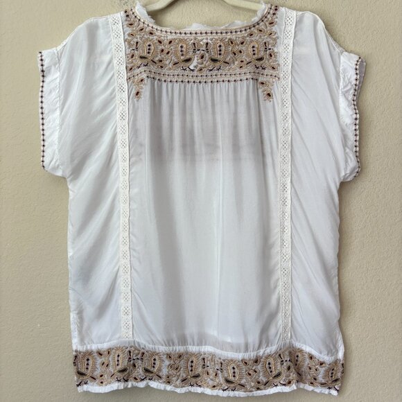 Johnny Was Biya Bird Embroidered Boho Blouse Top - Picture 12 of 14